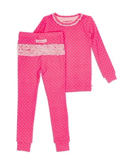 Rufflebutts Babies'  Softsnooze Toddler Girls Ruffle Long Sleeve Pajama Set In Pink