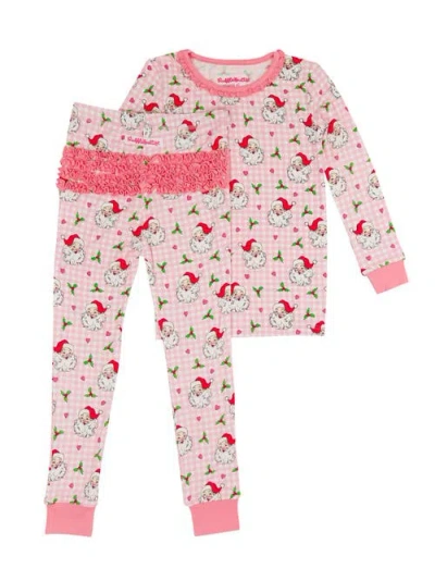 Rufflebutts Babies'  Softsnooze Toddler Girls Ruffle Long Sleeve Pajama Set In Pink