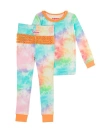 Rufflebutts Babies'  Softsnooze Toddler Girls Ruffle Long Sleeve Pajama Set In Rainbow Tie Dye