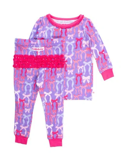 Rufflebutts Babies'  Softsnooze Toddler Girls Ruffle Long Sleeve Pajama Set In Purple