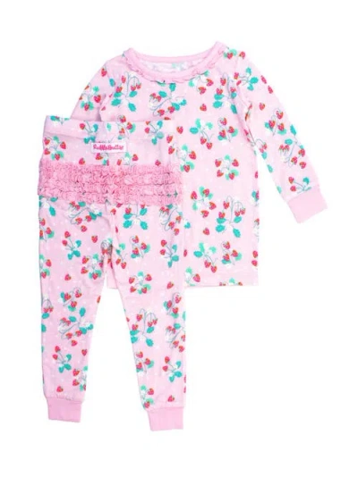 Rufflebutts Babies'  Softsnooze Toddler Girls Ruffle Long Sleeve Pajama Set In Pink