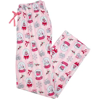 Rufflebutts Softsnooze Unisex Holiday Adult Pajama Pants In Pink