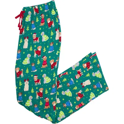 Rufflebutts Softsnooze Unisex Holiday Adult Pajama Pants In Green