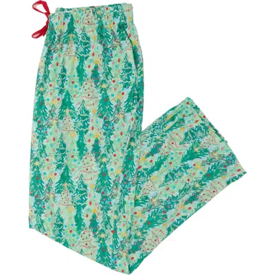 Rufflebutts Softsnooze Unisex Holiday Adult Pajama Pants In Green Jolly Grove