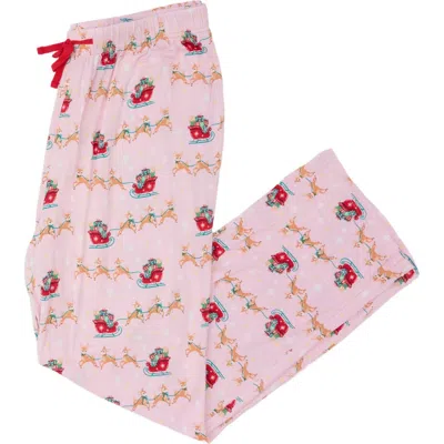 Rufflebutts Softsnooze Unisex Holiday Adult Pajama Pants In Pink