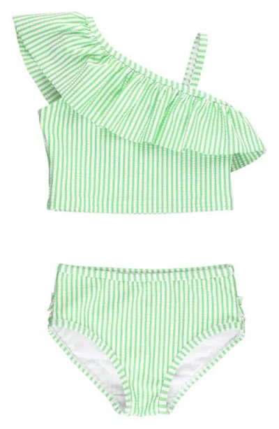 Rufflebutts Babies'  Spring Seersucker Two-piece Swimsuit In Green