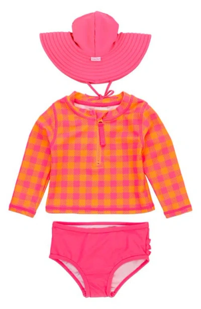 Rufflebutts Babies'  Sunset Sorbet Gingham Long Sleeve Two-piece Swimsuit