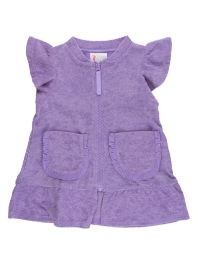 Rufflebutts Babies'  Terry Butterfly Sleeve Full Zip Cover-up In Purple