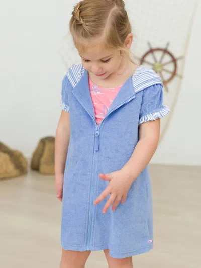 Rufflebutts Kids' Terry Full-zip Cover Up In Periwinkle Blue