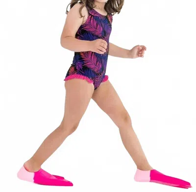 Rufflebutts Kids' Tie Shoulder One Piece Swimsuit In Marine Glow In Multi