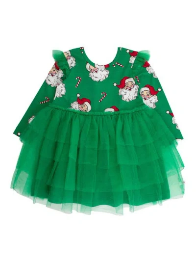 Rufflebutts Toddler Girls Flutter Tulle Long Sleeve Twirl Dress In Green
