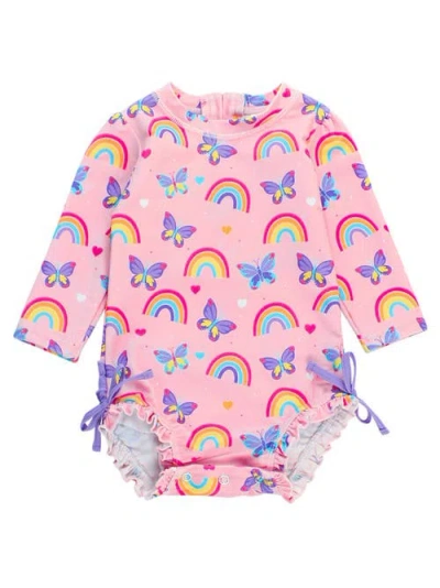 RUFFLEBUTTS RUFFLEBUTTS TODDLER GIRLS LONG SLEEVE UPF50+ ONE PIECE RASH GUARD
