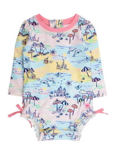 Rufflebutts Babies'  Toddler Girls Long Sleeve Upf50+ One Piece Rash Guard In Multi