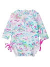 Rufflebutts Babies'  Toddler Girls Long Sleeve Upf50+ One Piece Rash Guard In Tropical Resort