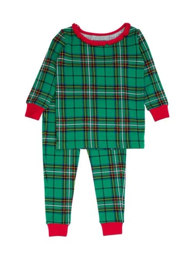Rufflebutts Babies'  Toddler Girls Modal Blend Ruffle Long Sleeve Pajama Set, Signature Rear Ruffles In Green