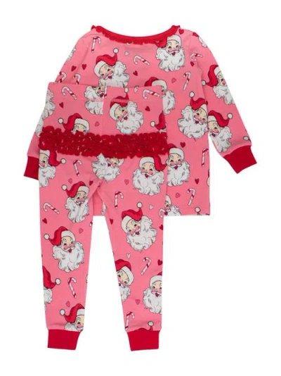 Rufflebutts Babies'  Toddler Girls Modal Blend Ruffle Long Sleeve Pajama Set, Signature Rear Ruffles In Pink