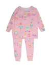 Rufflebutts Babies'  Toddler Girls Modal Blend Ruffle Long Sleeve Pajama Set, Signature Rear Ruffles In Pink