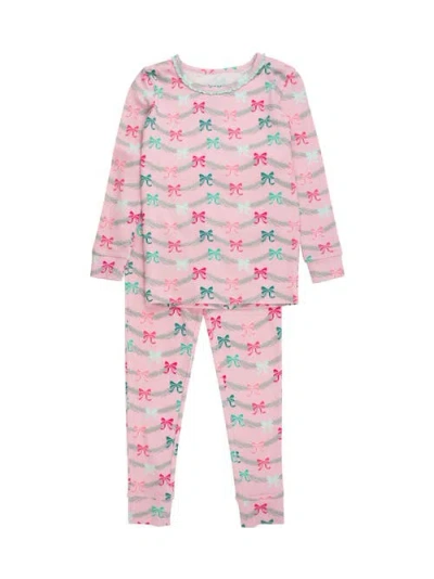 Rufflebutts Babies'  Toddler Girls Modal Blend Ruffle Long Sleeve Pajama Set, Signature Rear Ruffles In Pink