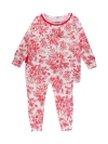 Rufflebutts Babies'  Toddler Girls Modal Blend Ruffle Long Sleeve Pajama Set, Signature Rear Ruffles In Red