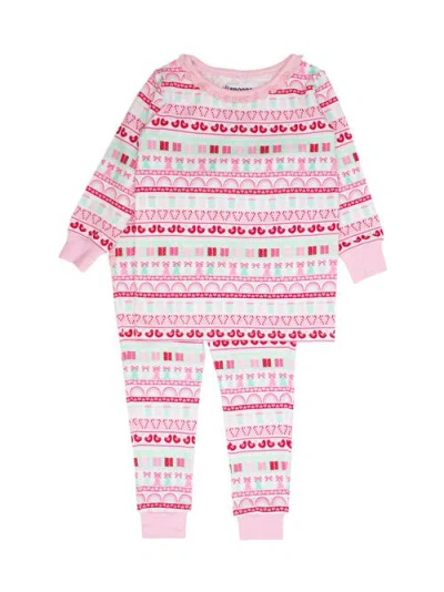 Rufflebutts Babies'  Toddler Girls Modal Blend Ruffle Long Sleeve Pajama Set, Signature Rear Ruffles In Pink