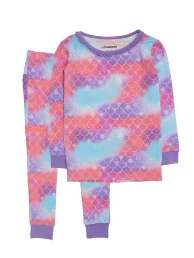 Rufflebutts Babies'  Toddler Girls Modal Blend Ruffle Long Sleeve Pajama Set, Signature Rear Ruffles In Multi