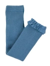 Rufflebutts Toddler Girls Rib Knit Footless Ruffled Tights In Countryside Blue
