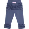 Rufflebutts Baby Girls Ruffle Leggings With Signature Rear Ruffles In Blue
