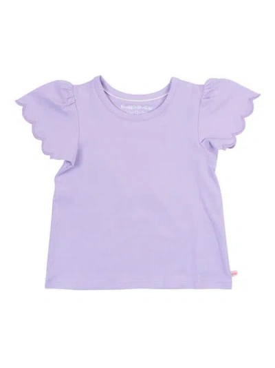 Rufflebutts Babies'  Toddler Girls Short Sleeve Scallop Tee In Purple
