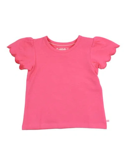 Rufflebutts Babies'  Toddler Girls Short Sleeve Scallop Tee In Hot Pink
