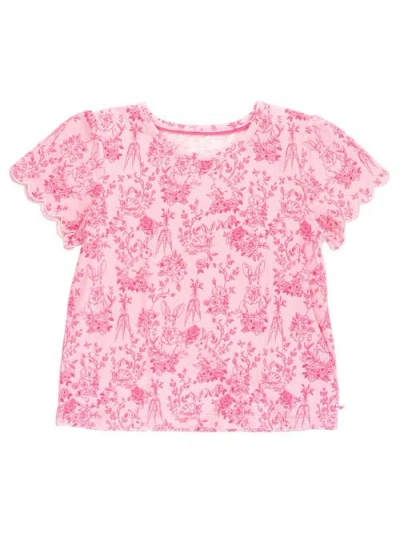 Rufflebutts Babies'  Toddler Girls Short Sleeve Scallop Tee In Pink