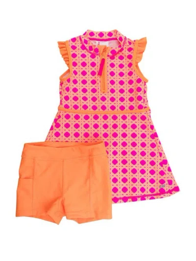 Rufflebutts Babies'  Toddler Girls Sleeveless Zip Ruffle Sleeve Upf50+ Active Dress In Multi