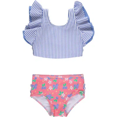 Rufflebutts Babies'  Toddler Girls Upf50+ Butterfly Tankini In Blue