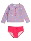 Rufflebutts Babies'  Toddler Girls Upf50+ Long Sleeve Zipper Rash Guard 2-piece In Purple