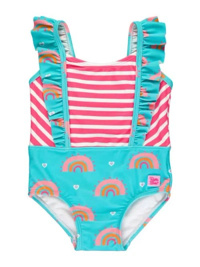 Rufflebutts Toddler Girls Upf50+ Pinafore One Piece In Catching Rainbows