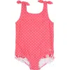 Rufflebutts Babies'  Toddler Girls Upf50+ Tie Shoulder One Piece In Hot Pink Heart Polka