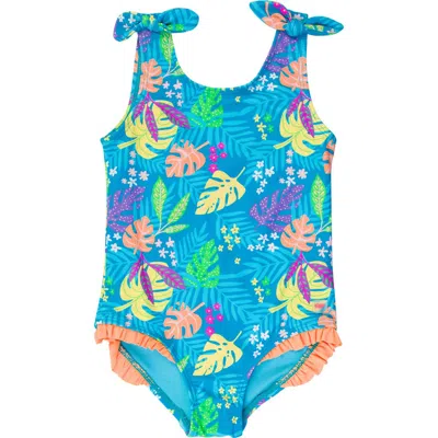Rufflebutts Toddler Girls Upf50+ Tie Shoulder One Piece In Neon Tiki Vibes