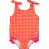 Rufflebutts Kids'  Toddler Girls Upf50+ Tie Shoulder One Piece In Sunset Sorbet Gingham