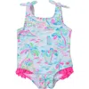 Rufflebutts Babies'  Toddler Girls Upf50+ Tie Shoulder One Piece In Tropical Resort