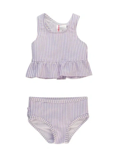 Rufflebutts Kids'  Toddler/girls Upf50+ Seersucker Peplum Tankini In Purple