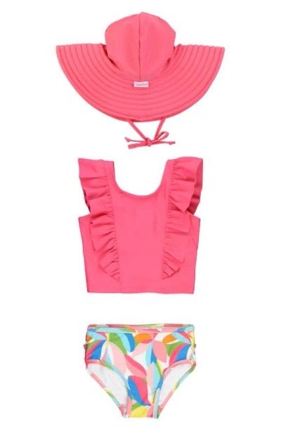 Rufflebutts Babies' Tropical Adventure Two-piece Swimsuit In Hot Pink