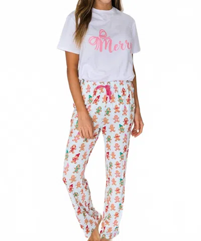 Rufflebutts Unisex - Bamboo Gingerbread Buddies Pajama Pants In Blue Multi