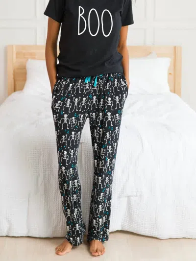 Rufflebutts Unisex - Skeleton Boogie Bamboo Pajama Pants In Black