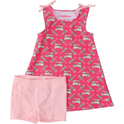Rufflebutts Kids'  Upf50+ Active A-line Bow Dress & Bike Short Set In Multi