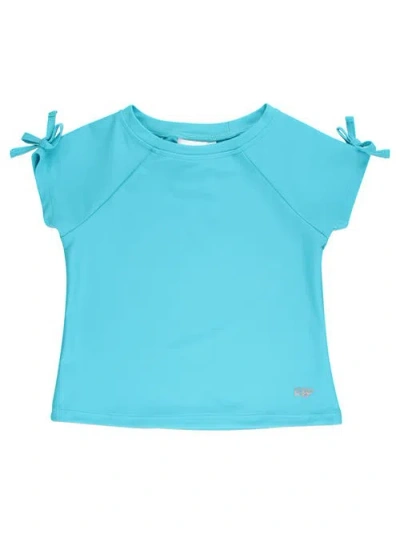Rufflebutts Kids'  Upf50 Active Raglan Bow Shirt In Blue