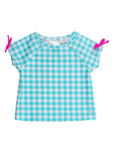 Rufflebutts Kids'  Upf50 Active Raglan Bow Shirt In Blue