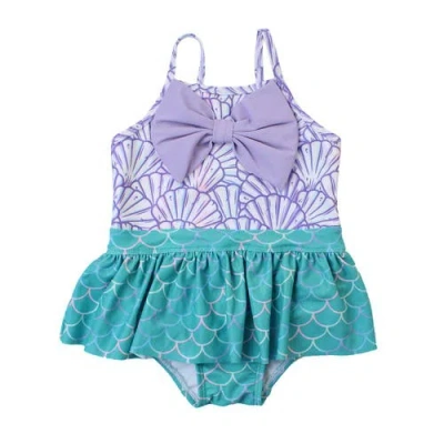 Rufflebutts Babies'  Upf50 Big Bow Skirted One Piece In Multi
