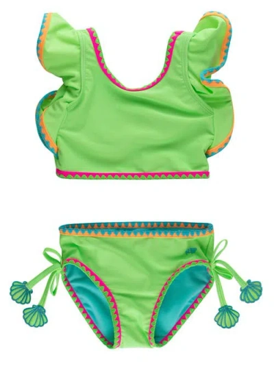 Rufflebutts Kids'  Upf50+ Crochet Detail Butterfly Tankini 2-piece Swimsuit In Green