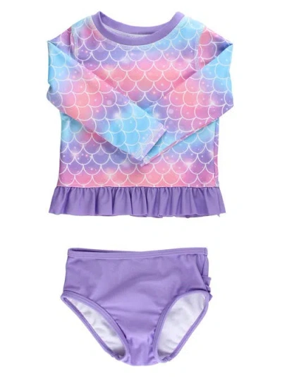 Rufflebutts Kids'  Upf50 Long Sleeve Rash Guard Bikini In Multi