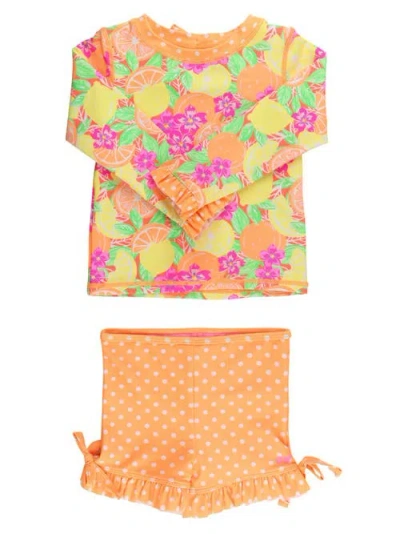 Rufflebutts Babies'  Upf50+ Puff Sleeve Ruffle Tankini 2-piece Swimsuit In Multi