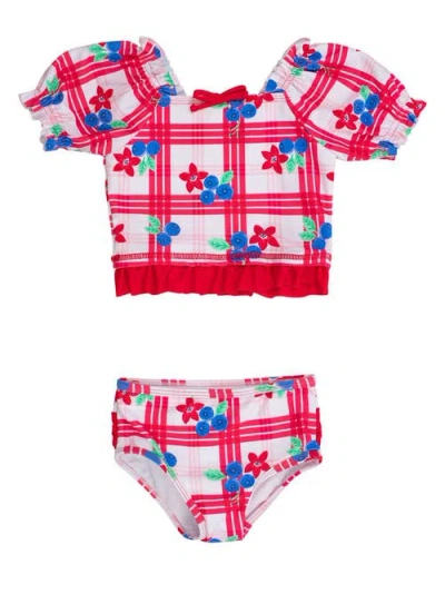 Rufflebutts Kids'  Upf50+ Puff Sleeve Ruffle Tankini 2-piece Swimsuit In Multi